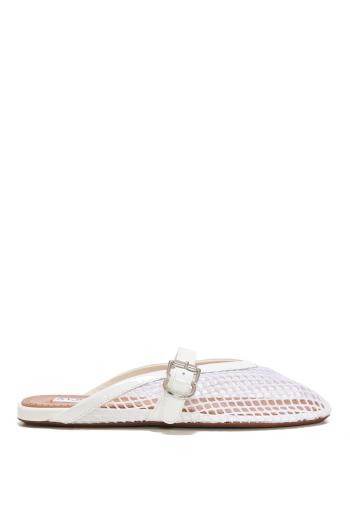 Le Ballerine fishnet and leather mules in white 