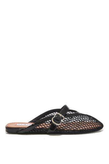 Le Ballerine fishnet and leather mules in black 
