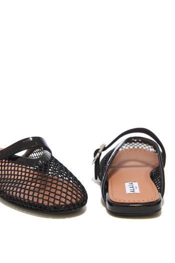 Le Ballerine fishnet and leather mules in black 