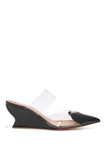 Le Coeur 60 patent-leather and PVC wedged mules in black