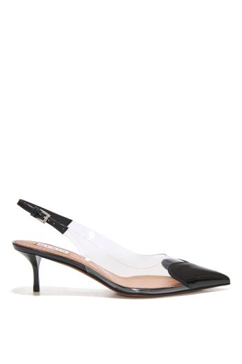 Le Coeur 55 patent-leather and PVC slingback pumps in black 