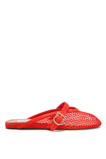 Le Ballerine suede-fishnet mules in orange