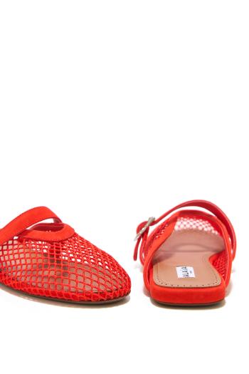 Le Ballerine suede-fishnet mules in orange