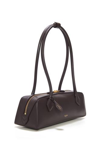 Le Teckel leather top handle bag in brun