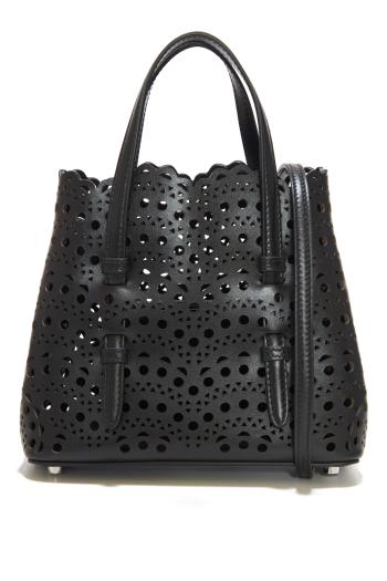 Le Mina 20 leather top handle bag in black