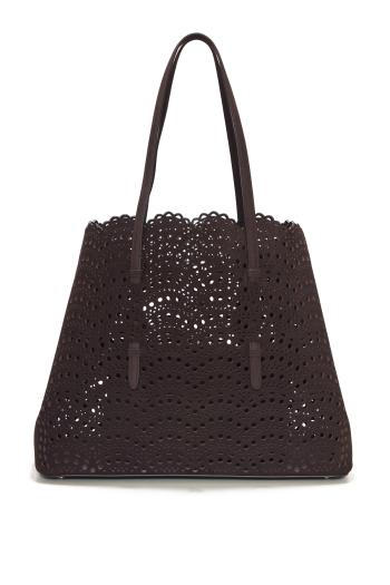 Le Mina 37 suede top handle bag in brun