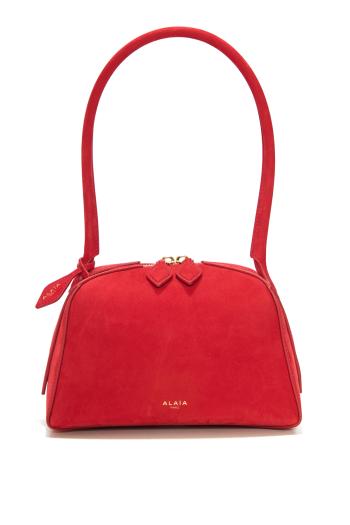  Le Bouledogue suede top handle bag in rouge