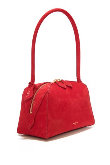  Le Bouledogue suede top handle bag in rouge