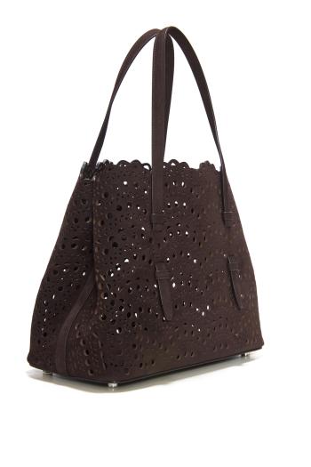 Le Mina 25 suede top handle bag in brun