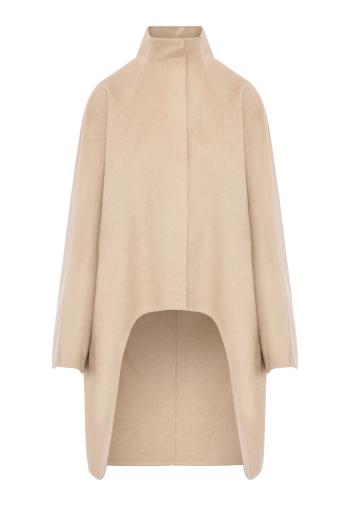 Asymmetric double-face cashmere coat in beige