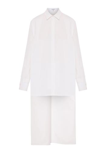 Asymmetric cotton-poplin shirt in white