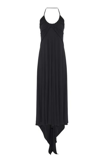 Fluid jersey maxi dress in black