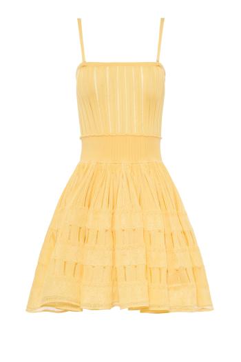 Crinoline mini dress in pale yellow