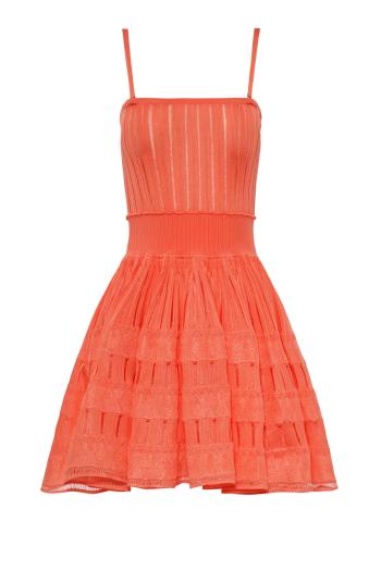 Crinoline mini dress in coral
