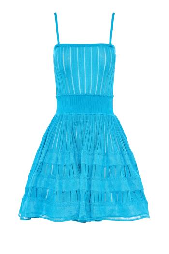 Shiny crinoline mini dress in turquoise