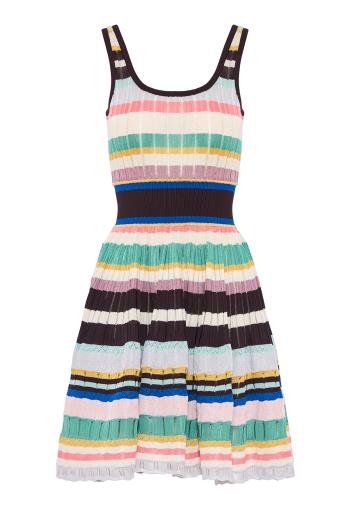 Striped crinoline mini dress in multicolour