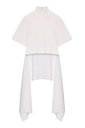 Asymmetric cotton T-shirt in white