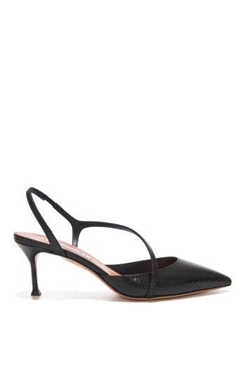 Dynasty 65 snake-effect leather slingback pumps in black