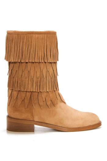 Maverick 35 fringed suede boots in camel