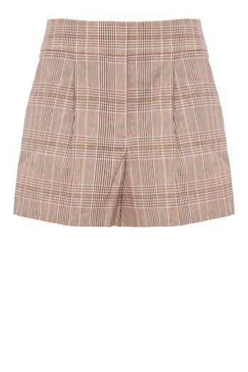 Haina pleated cotton and linen shorts in raisin