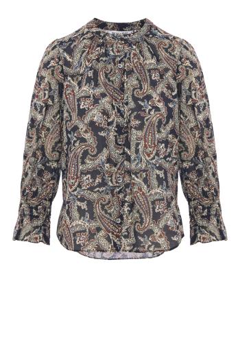 Ashlynn printed cotton blouse in navy