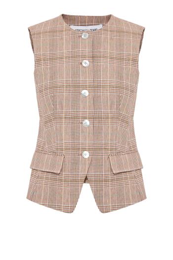 Lois cropped cotton and linen vest in raisin