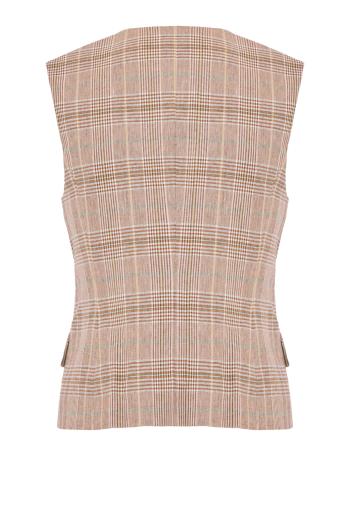Lois cropped cotton and linen vest in raisin