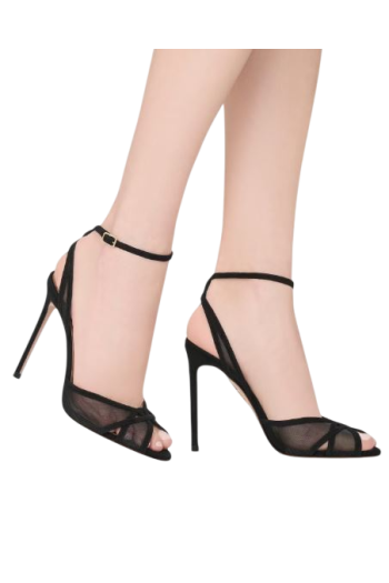 Shear 105 suede and mesh sandals in black