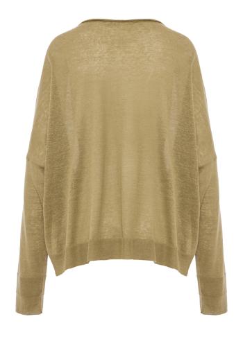 Chunky linen, silk and cashmere sweater in khaki