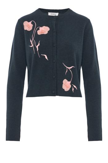 Embroidered knitted cardigan in forest green