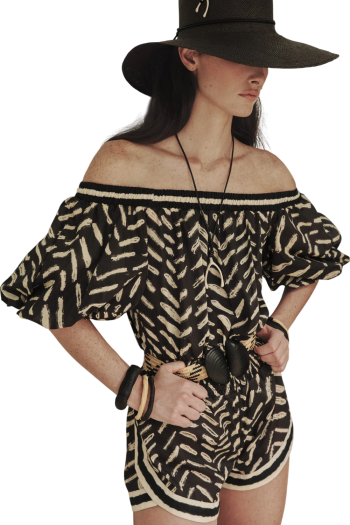 Water Hymn cotton playsuit in black
