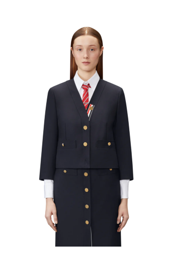 Hopsack suiting cardigan jacket in navy