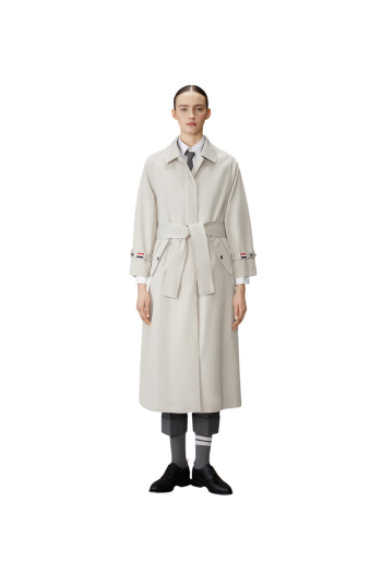 Waterproof cotton-twill trench coat in khaki