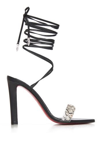 Fanny Jolly 100 crystal-embellished leather sandals in black