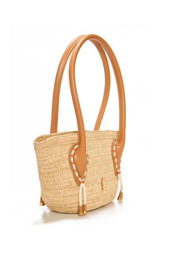 Venus mini raffia basket bag in natural