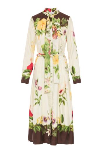 Chine Dominican printed silk midi dress in multicolor 