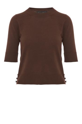 Wool knit top in mahogany