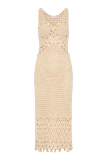 Hand-crocheted cotton dress in ecru