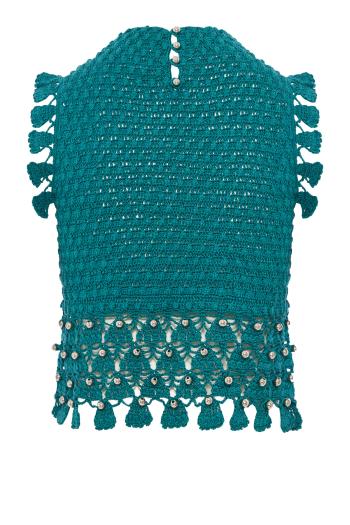 Hand-crocheted cotton top in green