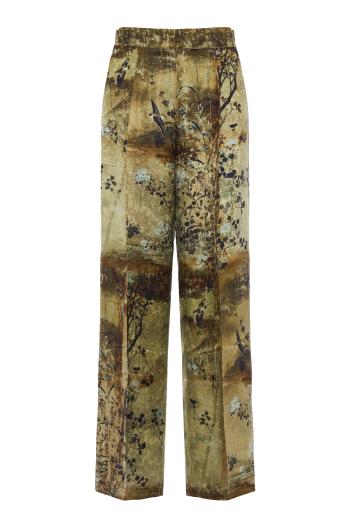 Silk-blend velvet pants in beige