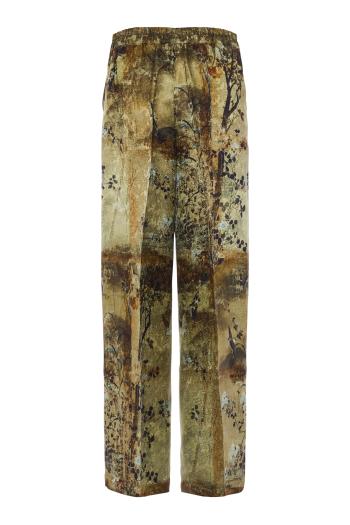 Silk-blend velvet pants in beige