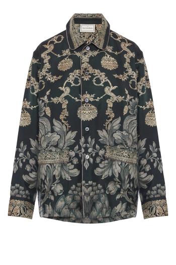 Aloe patch-pocket silk shirt in black
