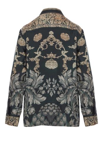 Aloe patch-pocket silk shirt in black