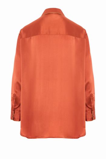 Mutka oversized silk shirt in brucia