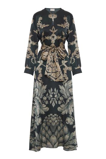 Mutka belted silk maxi dress in black