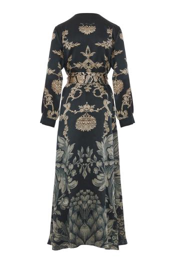Mutka belted silk maxi dress in black