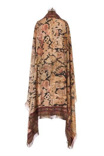 Aloeuw printed silk shawl in beige 135X195