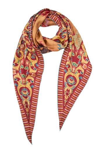 Aloeuw printed silk scarf in light brown 65X120