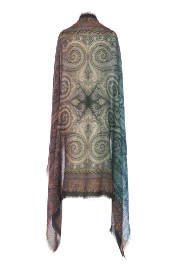 Euclidex printed cashmere shawl in pink 135X195