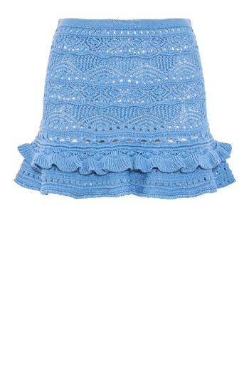 Florrie metallic crochet skirt in aqua